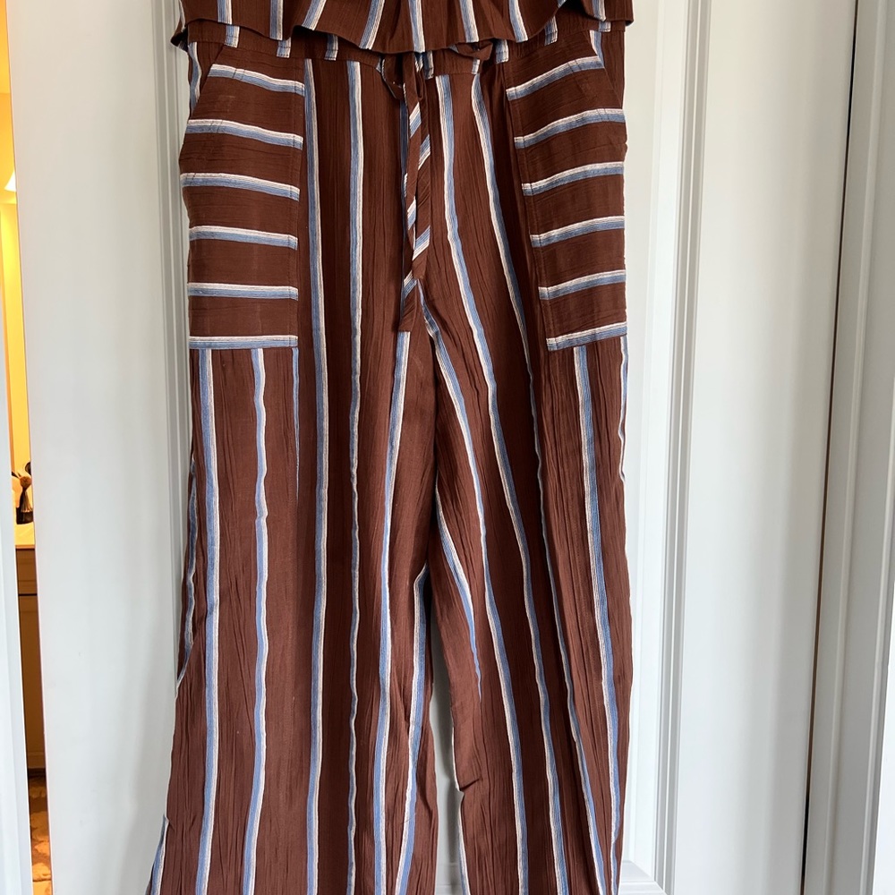 FREE PEOPLE Came To Play Striped Breezy Folded Waistband Pants